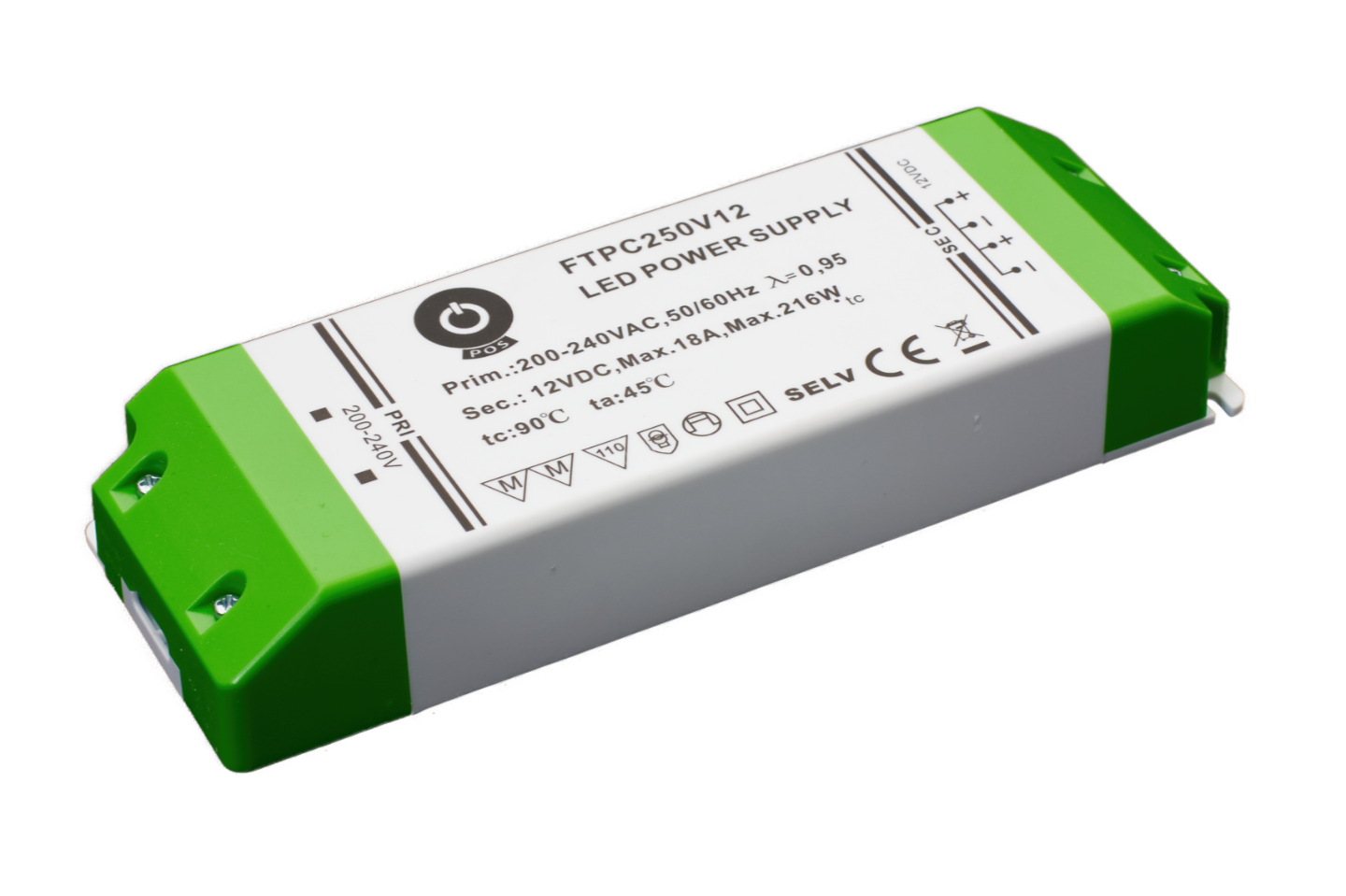 zasilacz LED 12V/18A CV, plastic case FTPC250V12