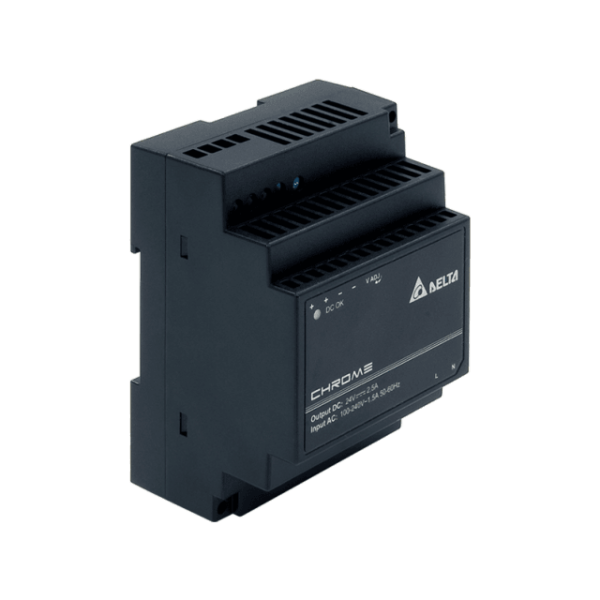 Delta DIN Rail 24V/2.5A, CHROME, Isolation class II DRC-24V60W1AZ