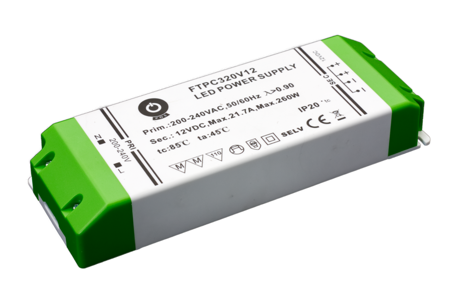 zasilacz LED 12V/21.7A CV, plastic case FTPC320V12