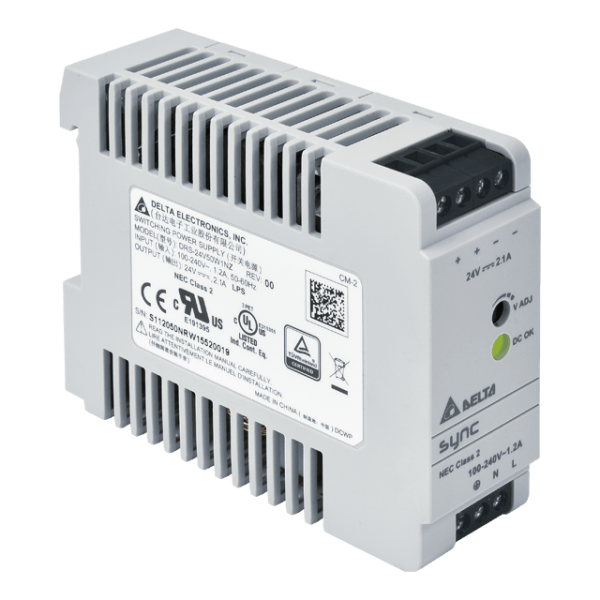 Delta DIN Rail 24V/2.1A, SYNC, NEC Class 2, with relay DRS-24V50W1NR