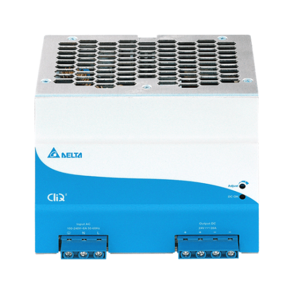 Delta DIN Rail 24V/20A, CLIQ II, High efficiency DRP024V480W1BN