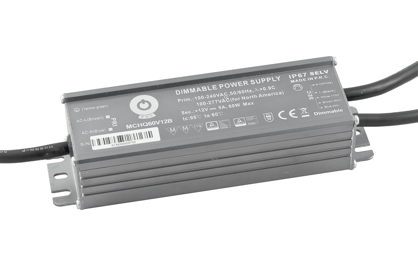 zasilacz impulsowy 24V/2.5A DIMMING 3 w 1, silver case MCHQ60V24B-SC