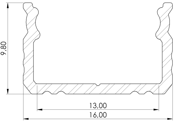 Nawierzchniowy profil ALU anoda srebrny 9x16mm 2010mm SURFACE anoda silver AL12-GLS2-AS-2020 - obrazek 2