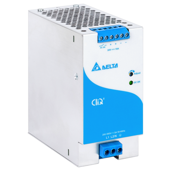 Delta DIN Rail 24V/10A, CLIQ II, High efficiency, Uin=180-550VAC DRP-24V240W2BN