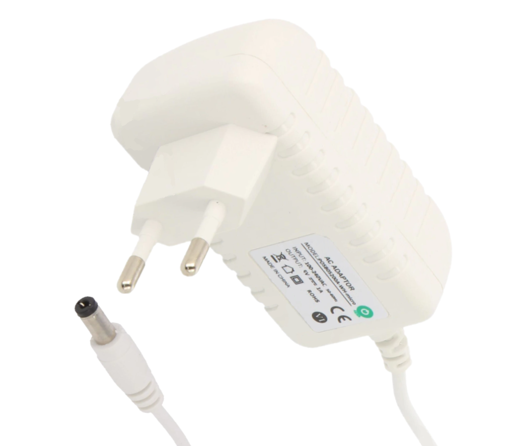Zasilacz impulsowy 9V/1A/9W biały, adapter horyzontalny, gniazdo AC:CEE7/16. wtyk DC:2.1/5.5(+) POSB09100A-WH