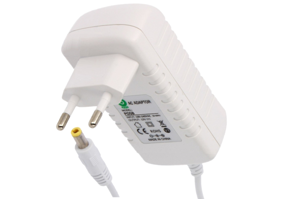 Zasilacz impulsowy 12V/2.5A/30W, biały, adapter horyzontalny, gniazdo AC:CEE7/16. wtyk DC:2.1/5.5(+) POSB12250A-WH
