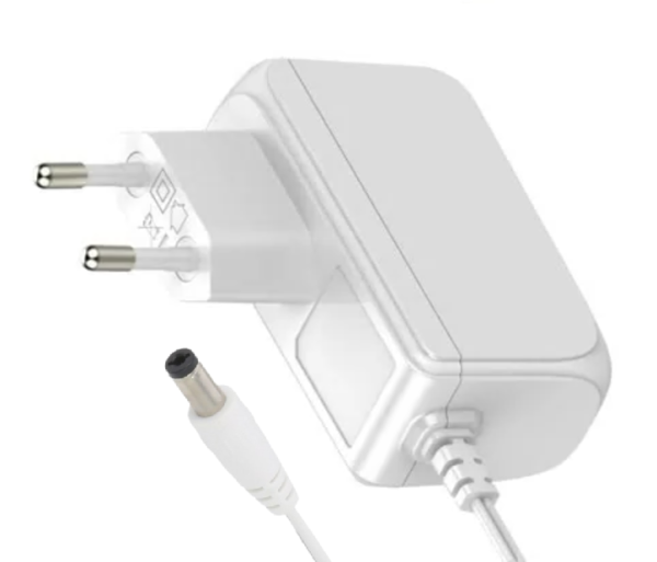 Zasilacz wtyczkowy 12V/1.5A/18W, biały, adapter wertykalny, gniazdo AC:CEE7/16. wtyk DC:2.1/5.5(+) POS12150A-WH