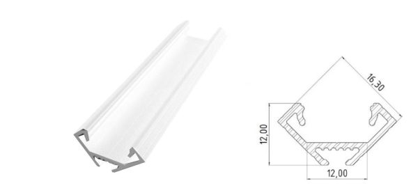 Narożny profil ALU biały lakier 1000mm CORNER white lacquer AL12-GLC2-LW-1000