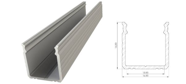 Nawierzchniowy profil ALU anoda srebrny 16x16mm 4050mm SURFACE anoda silver AL12-GLS3-AS-4150