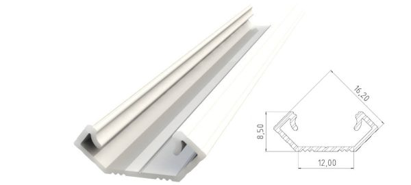 Narożny profil ALU biały lakier 1000mm CORNER white lacquer AL12-GLC1-LW-1000