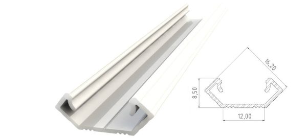 Narożny profil ALU biały lakier 2010mm CORNER white lacquer AL12-GLC1-LW-2020