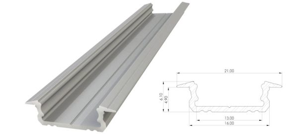 Wpuszczany profil ALU anoda srebrny 5x16mm 2010mm GROOVE silver anodized AL12-GLG1-AS-2020