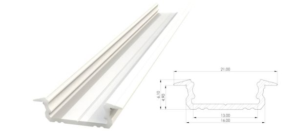 Wpuszczany profil ALU biały lakier 5x16mm 1000mm GROOVE white lacquer AL12-GLG1-LW-1000