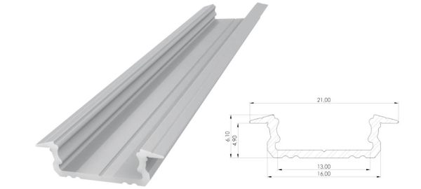 Wpuszczany profil ALU surowy 5x16mm 2010mm GROOVE raw alu AL12-GLG1-RW-2020