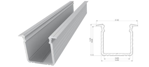 Wpuszczany profil ALU surowy 15x16mm 2010mm GROOVE raw alu AL12-GLG3-RW-2020