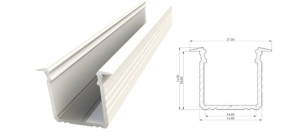 Wpuszczany profil ALU biały lakier 15x16mm 1000mm GROOVE white lacquer AL12-GLG3-LW-1000