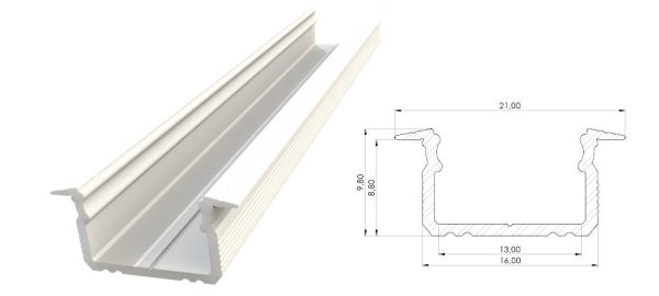 Wpuszczany profil ALU biały lakier 9x16mm 2010mm GROOVE white lacquer AL12-GLG2-LW-2020