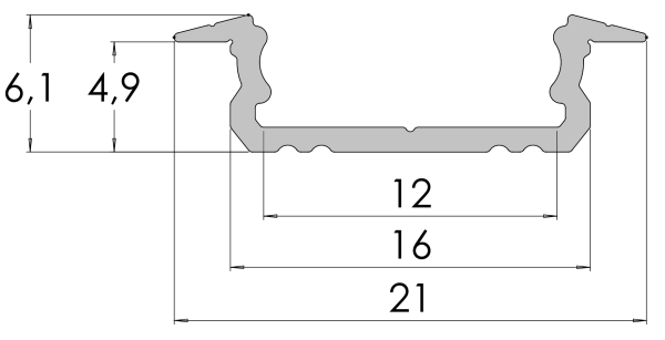 Wpuszczany profil ALU surowy 5x16mm 4150mm GROOVE raw alu AL12-GLG1-RW-4150 - obrazek 2