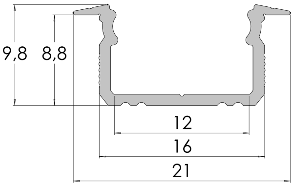 Wpuszczany profil ALU anoda czarna 9x16mm 4150mm GROOVE anoda black AL12-GLG2-AB-4150 - obrazek 2