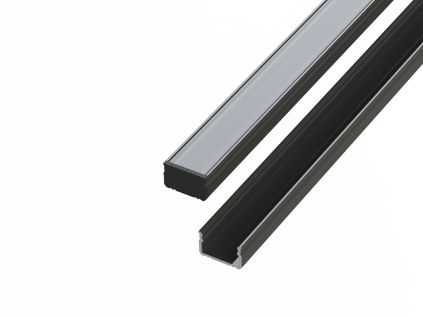 Nawierzchniowy profil ALU anoda czarny 9x16mm 3030mm SURFACE anoda black AL12-GLS2-AB-3000