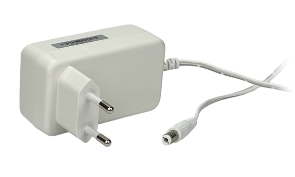 Zasilacz wtyczkowy 12V/1.5A/18W, biały, adapter horyzontalny, gniazdo AC:CEE7/16. wtyk DC:2.1/5.5(+) POS12150A-WH-H