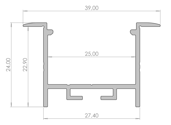 Wpuszczany profil do taśm 24mm ALU surowy 2-rzędowy do 4150mm GROOVE raw alu 2-raw 24mm strips AL24-G01-RW-4150 - obrazek 2